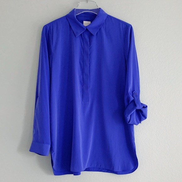 Chico's Tops - CHICOS Blue Polyester Button Tunic Size 1 (US 8)